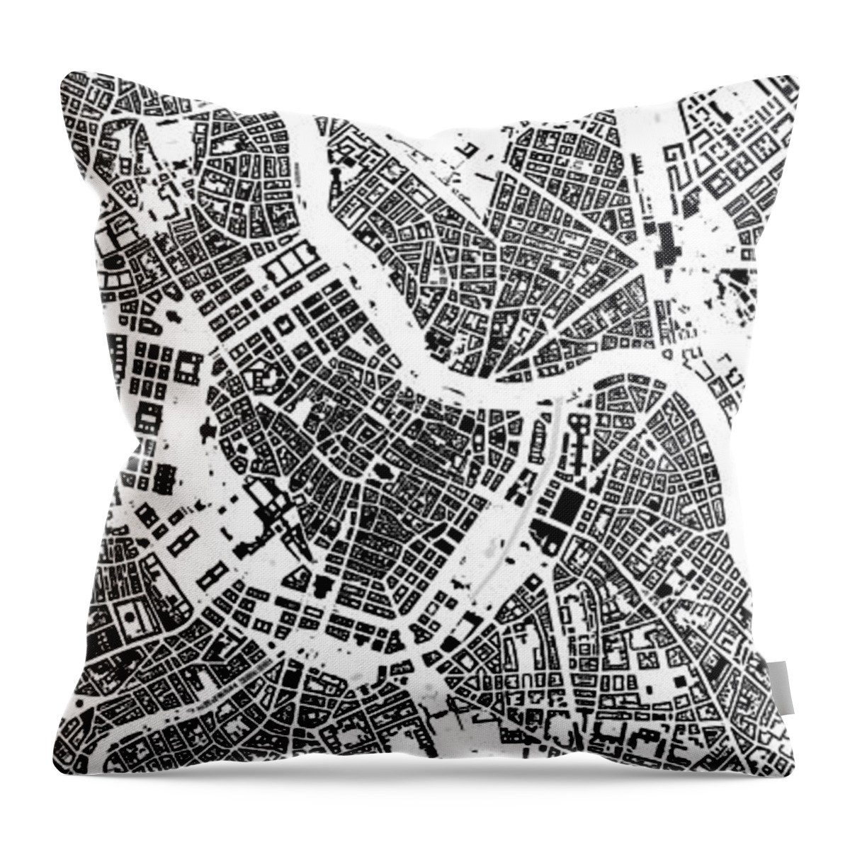 City Throw Pillow featuring the digital art Vienna black and white building city map by Christian Pauschert