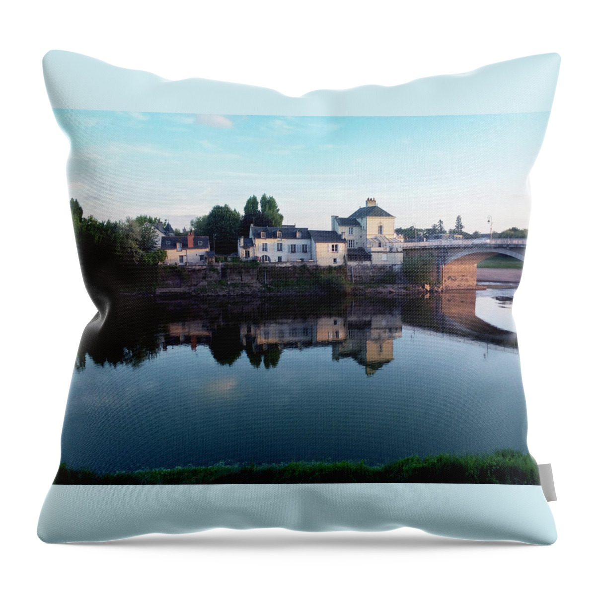 Chinon Throw Pillow featuring the photograph Vienne River, Chinon, France by Elaine Teague