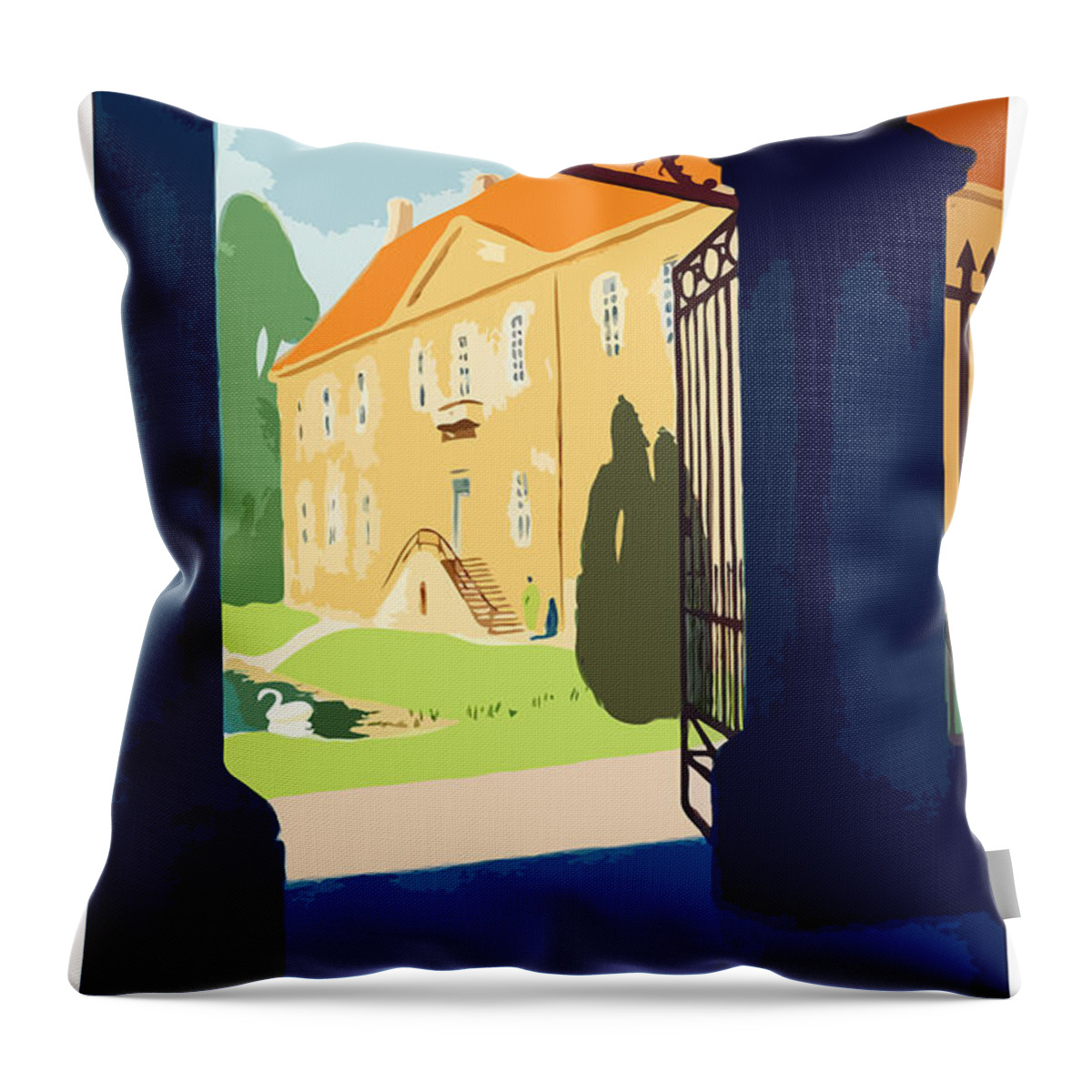 Denmark Throw Pillow featuring the digital art Villa in Denmark by Long Shot
