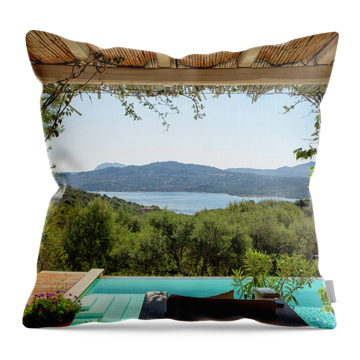 Architecture Throw Pillow featuring the photograph Villa with a view by Patricia Hofmeester