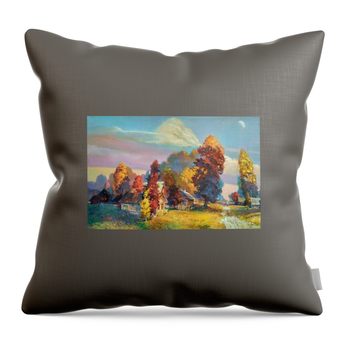 Ignatenko Throw Pillow featuring the painting Village by Sergey Ignatenko