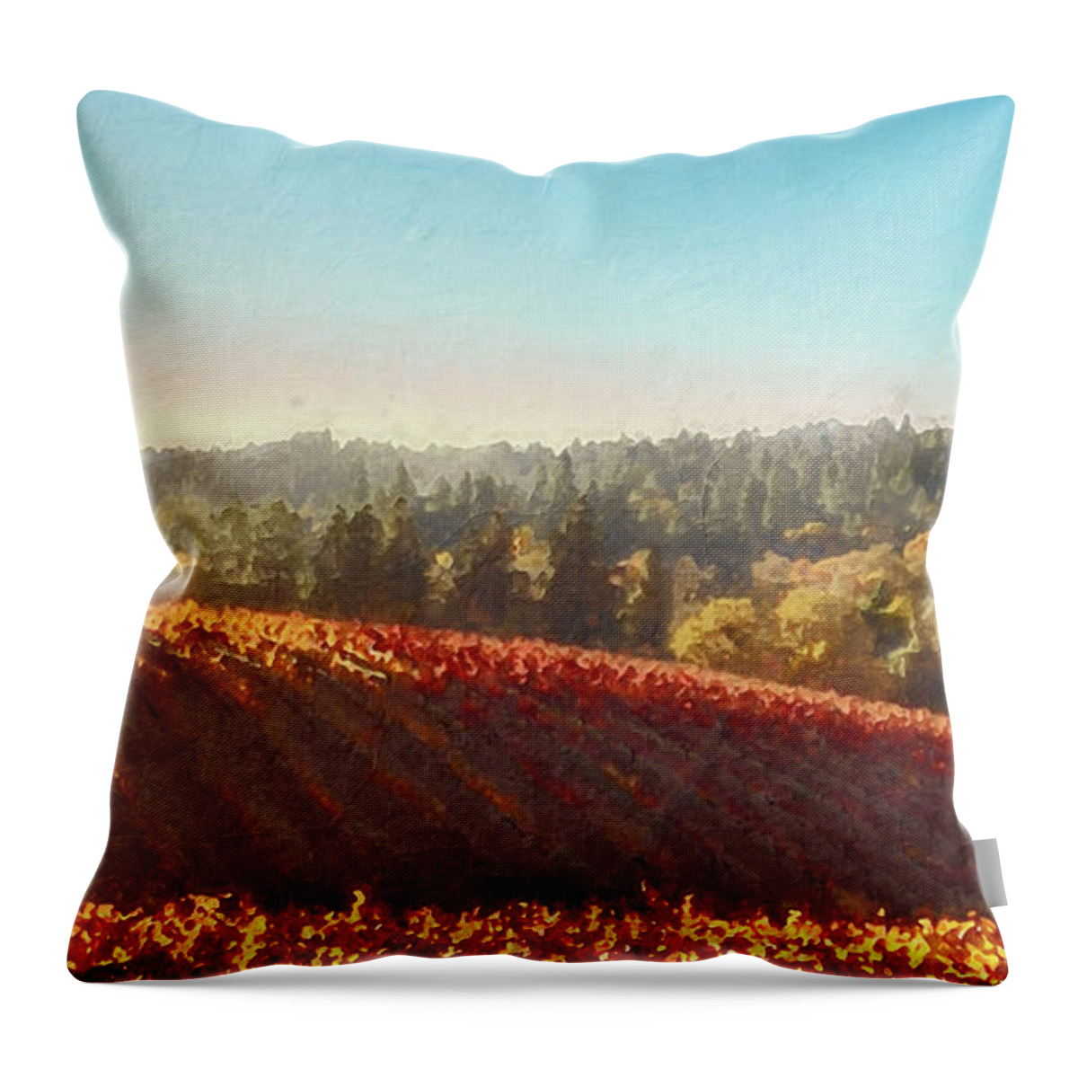 Tuscany Throw Pillow featuring the painting Vineyards in Tuscany - 05 by AM FineArtPrints