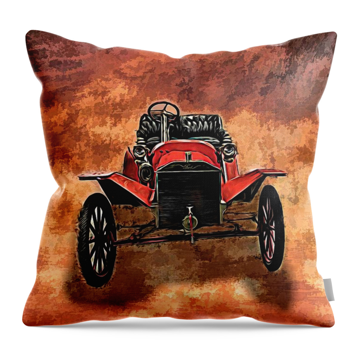 Classic Cars Throw Pillow featuring the mixed media Vintage 1907 Model S Ford Roadster by Joan Stratton