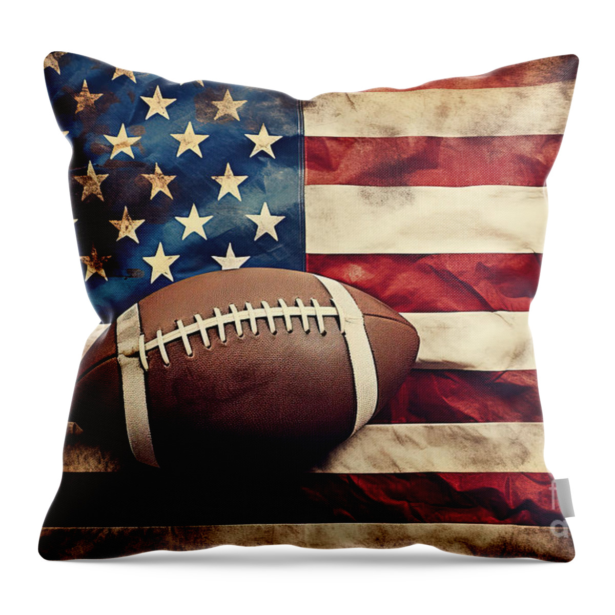 Vintage American Football Throw Pillow featuring the digital art Vintage American Football by Carlos Diaz