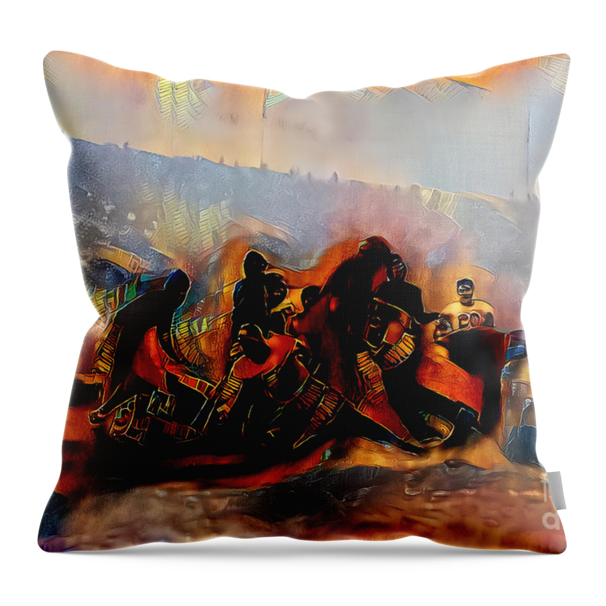 Wingsdomain Throw Pillow featuring the photograph Vintage American Football in Nostalgic Painterly Colors 20200515v3a by Wingsdomain Art and Photography