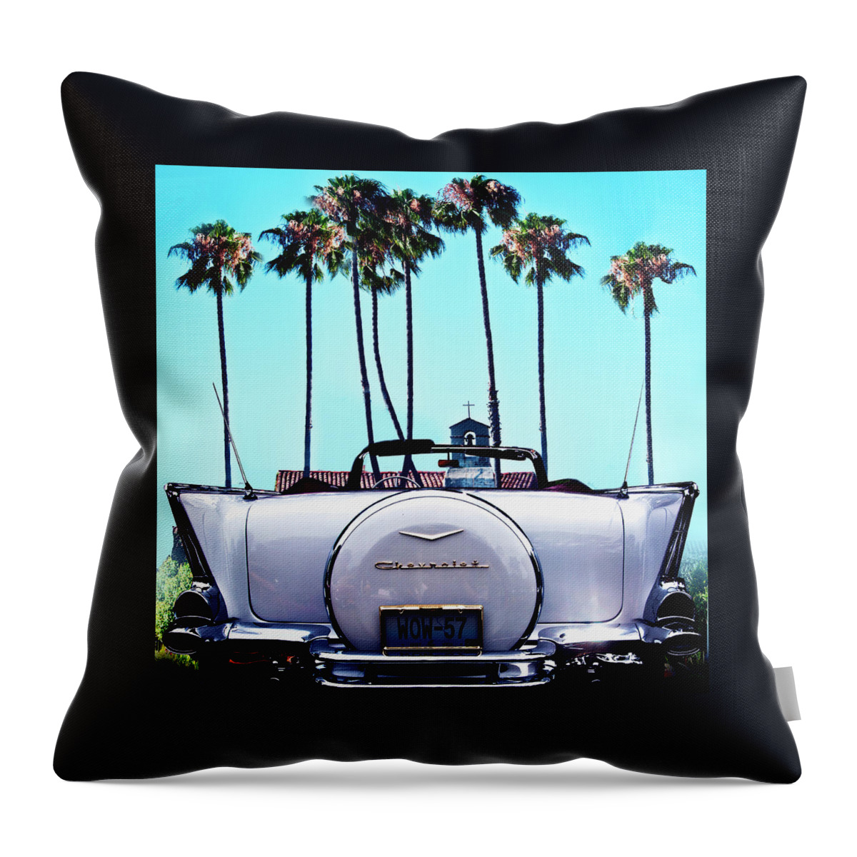 Chevrolet Belair Throw Pillow featuring the photograph Vintage Chevrolet Convertible by Larry Butterworth