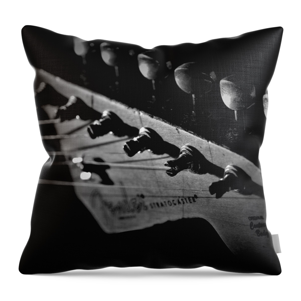 Wall Art Throw Pillow featuring the photograph Vintage Fender Stratocaster Headstock 2 by Guitarwacky Fine Art
