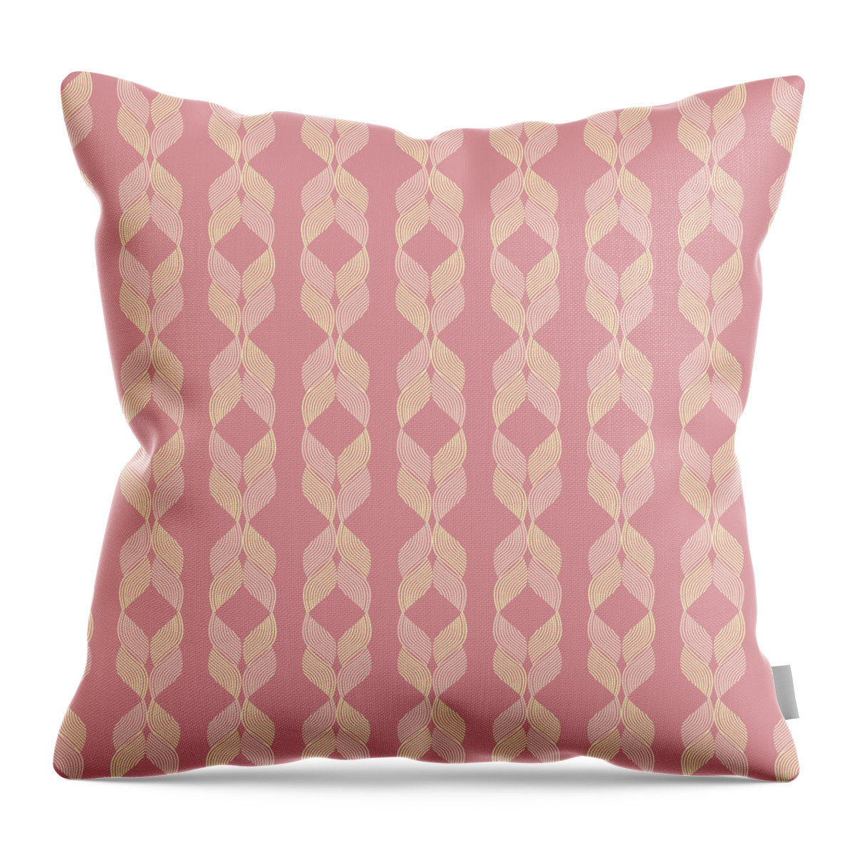 Pattern Throw Pillow featuring the digital art Vintage Geometric Leaf Pattern - Berry Pink by Studio Grafiikka