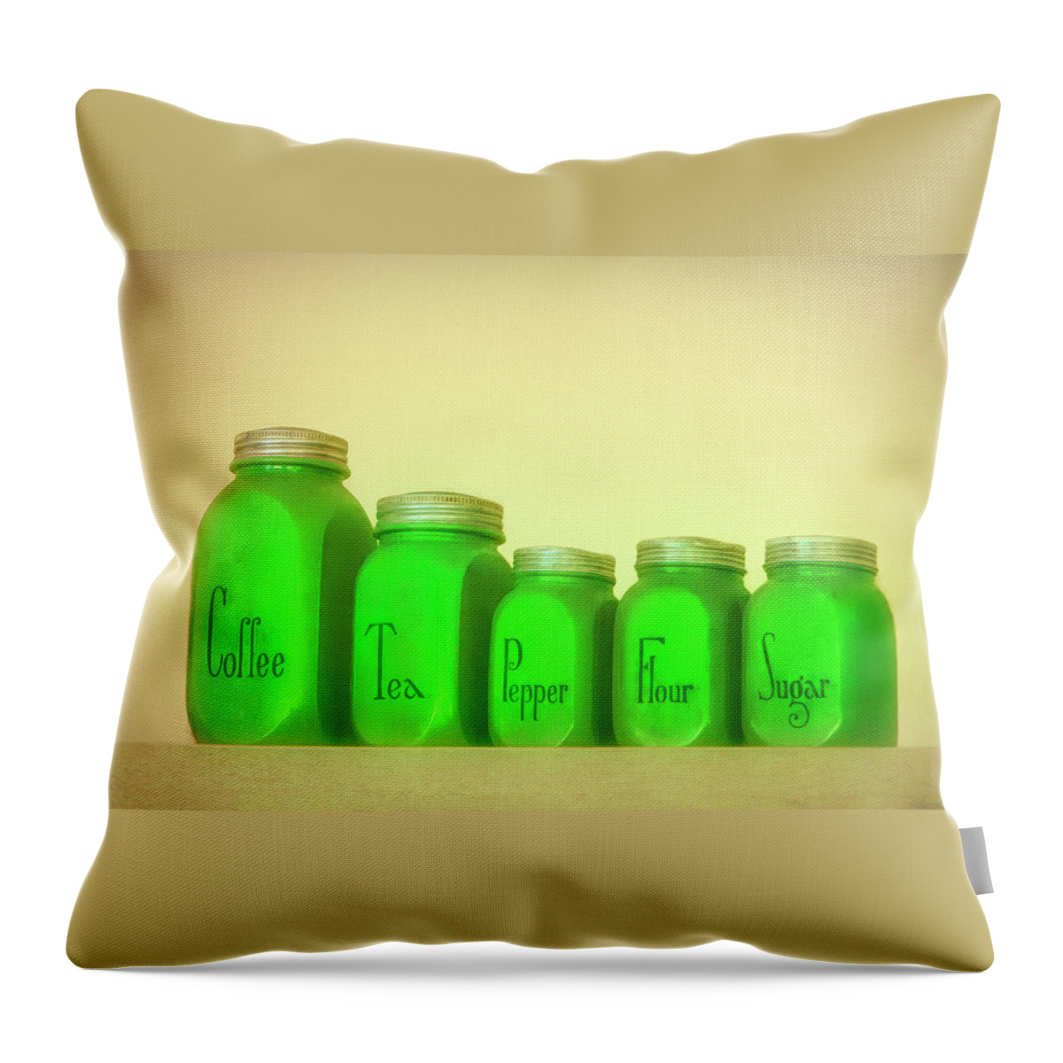 Container Throw Pillow featuring the photograph Vintage Kitchen Containers by Mitch Spence