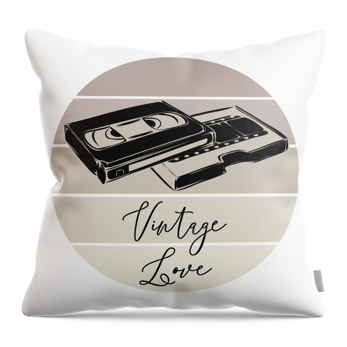 Cassette Tapes Throw Pillow featuring the digital art Vintage Love Collection, No 4/10 by Mounir Khalfouf
