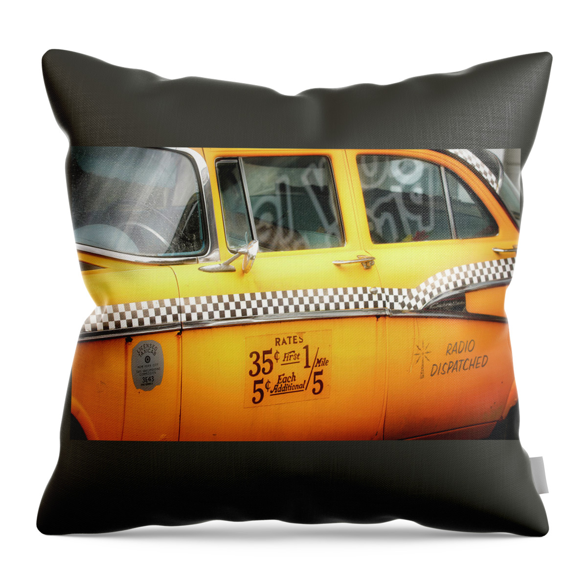 Taxi Throw Pillow featuring the photograph Vintage New York City Taxi by Scott Burd