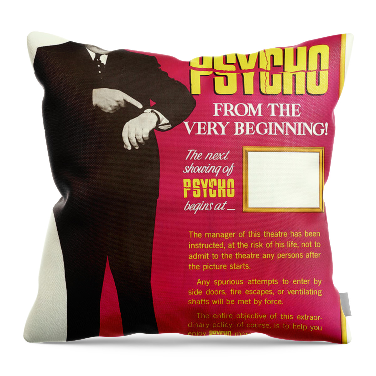 Psycho Throw Pillow featuring the mixed media Vintage Psycho Movie Poster 1960 by Mountain Dreams