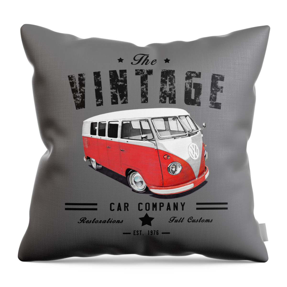 Samba Throw Pillow featuring the drawing Vintage Red Bus Company by Paul Kuras