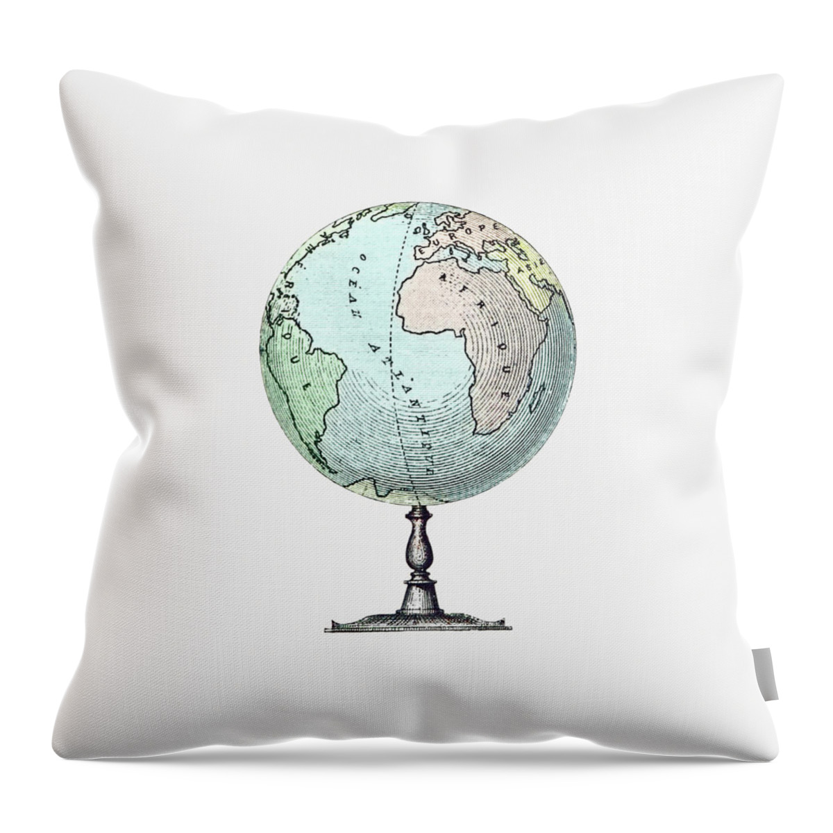 Victorian Throw Pillow featuring the drawing Vintage Victorian style atlas engraving by British Library