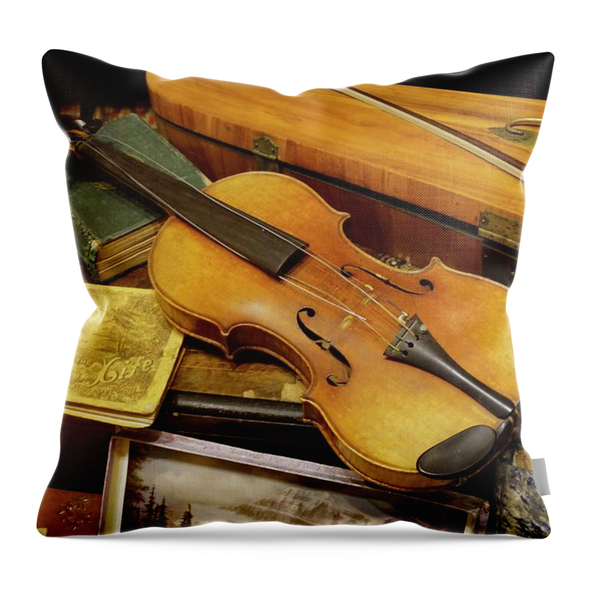 Violin Throw Pillow featuring the photograph Vintage Violin by Sandra Lee Scott