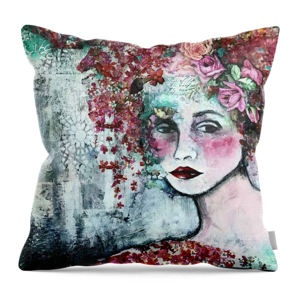 Woman Portrait Throw Pillow featuring the painting Vintage Woman by Diane Fujimoto