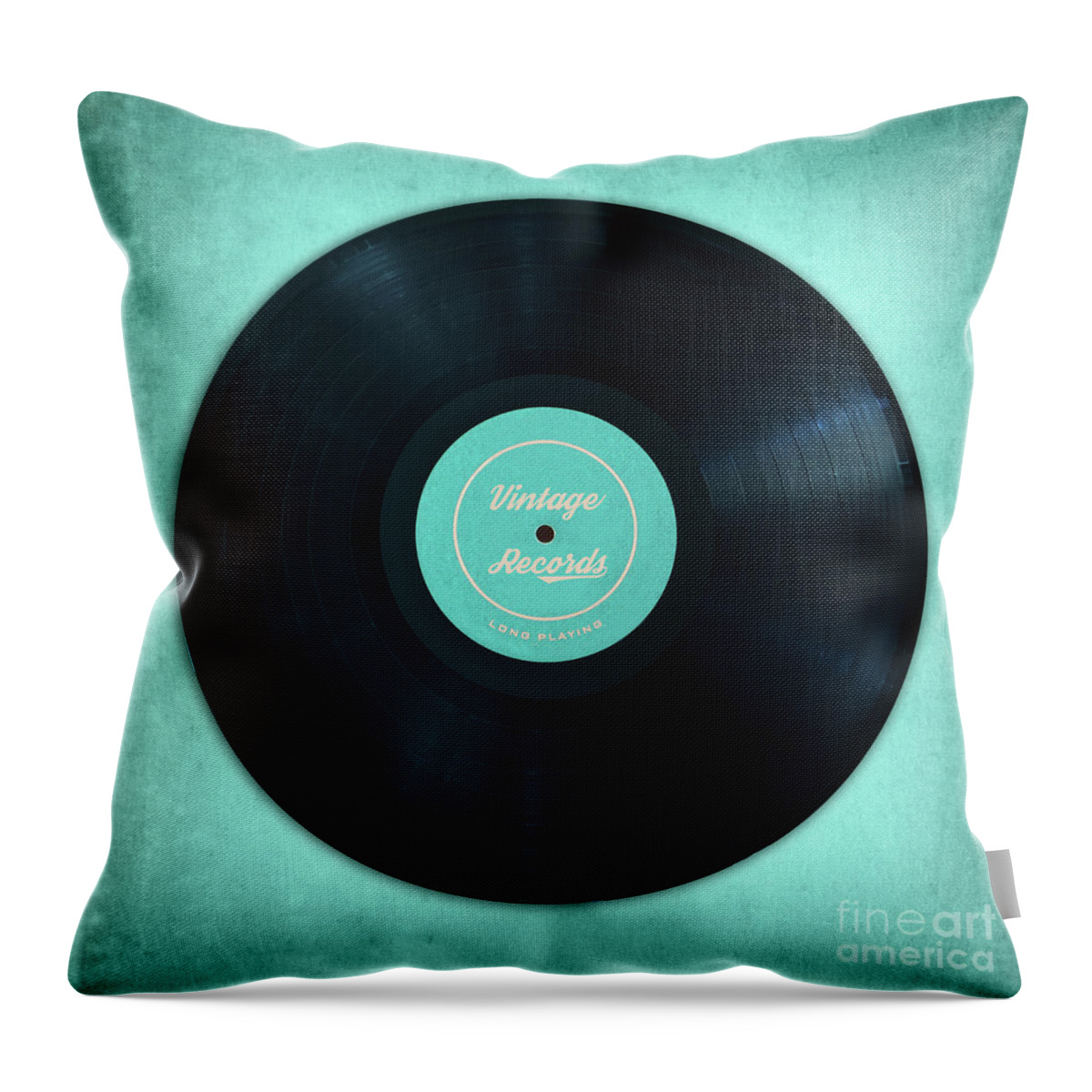 Vinyl Throw Pillow featuring the photograph Vinyl record by Delphimages Photo Creations