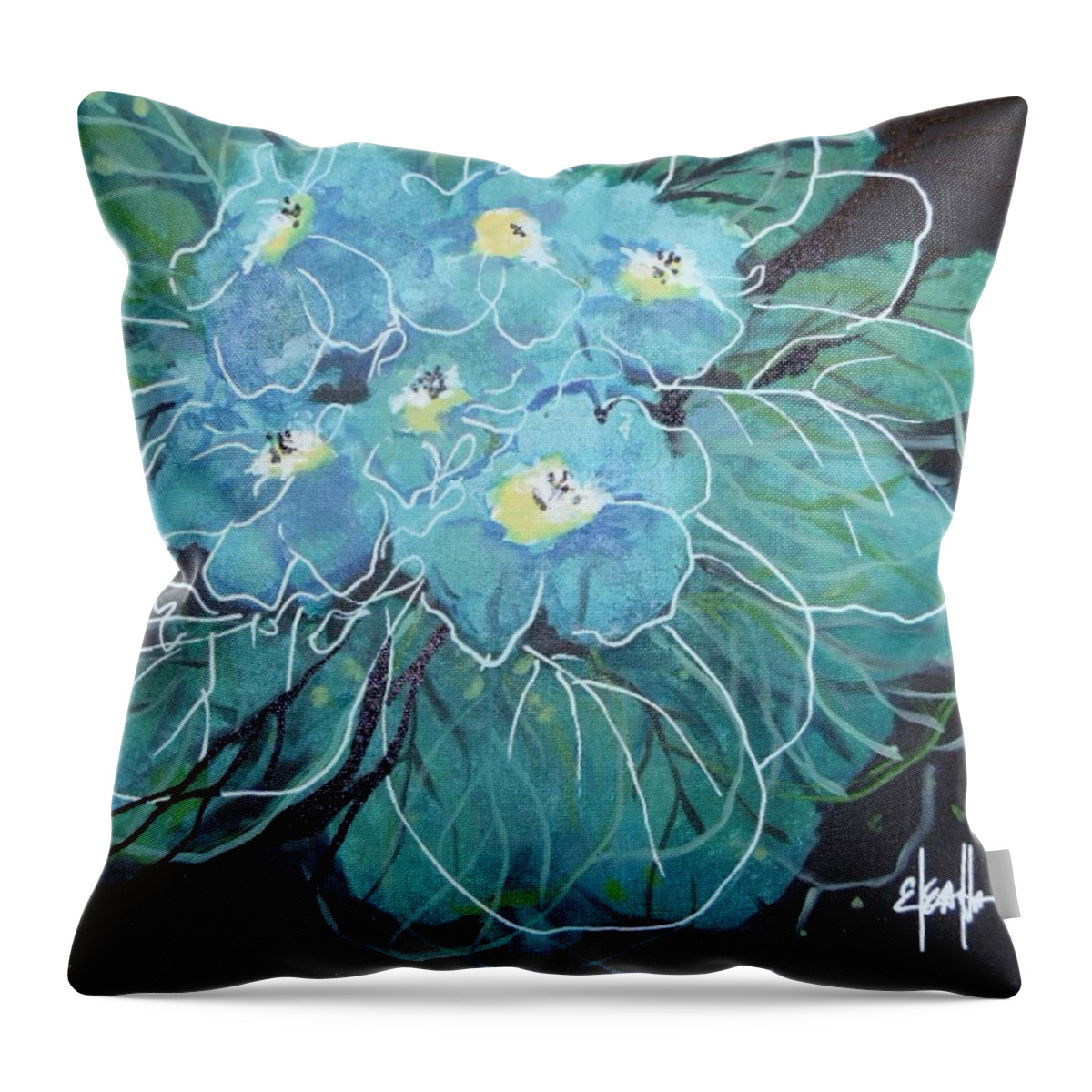 Violets Throw Pillow featuring the mixed media Violets as February Birth Flower by Eleatta Diver