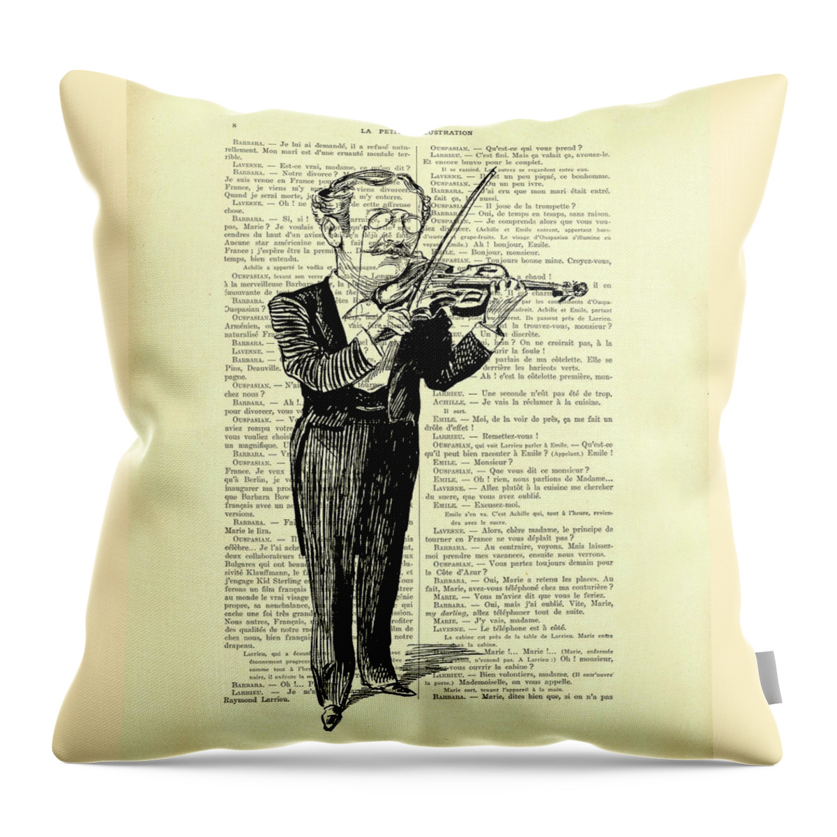 Violin Throw Pillow featuring the mixed media Violinist by Madame Memento
