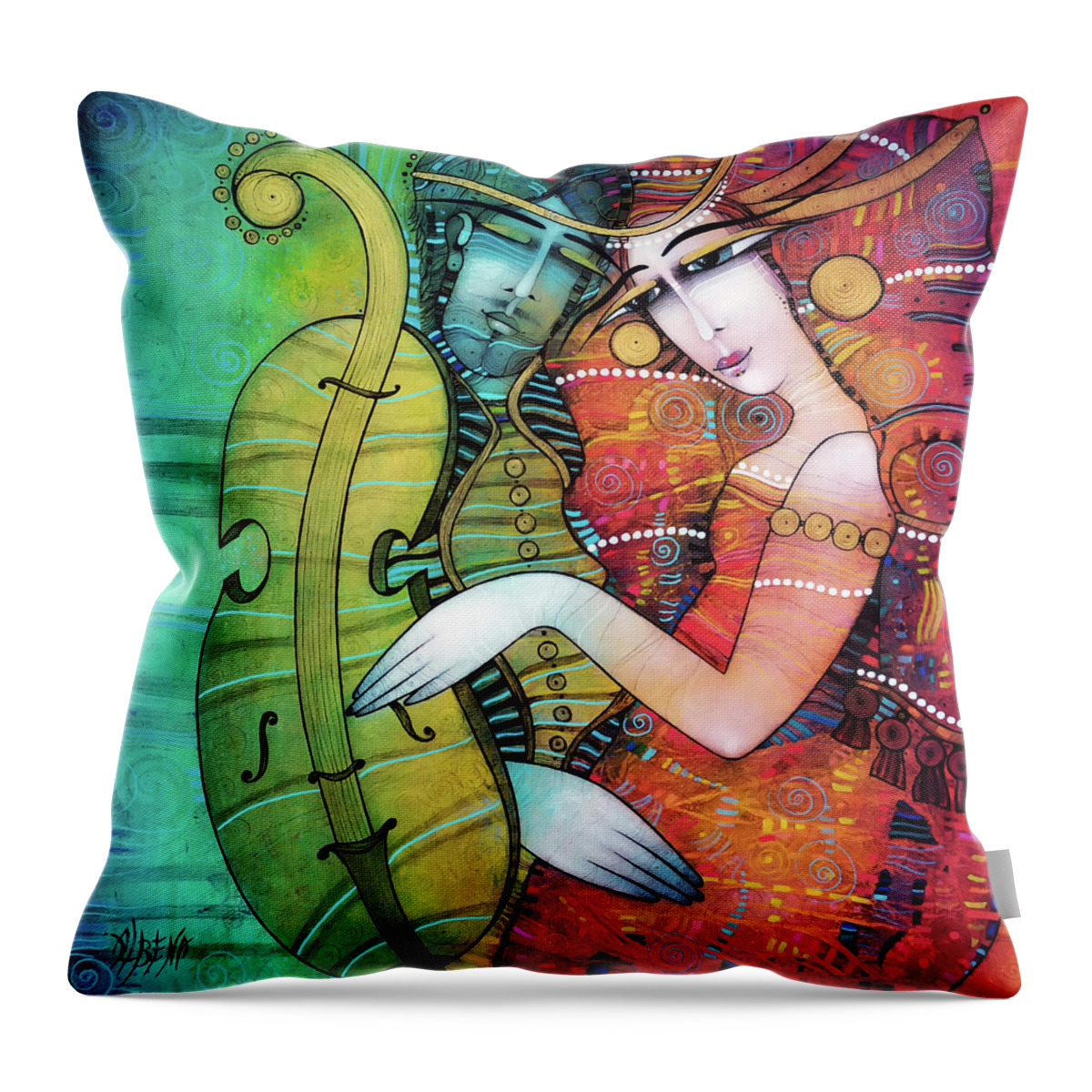 Albena Throw Pillow featuring the painting Violon D'ingres by Albena Vatcheva