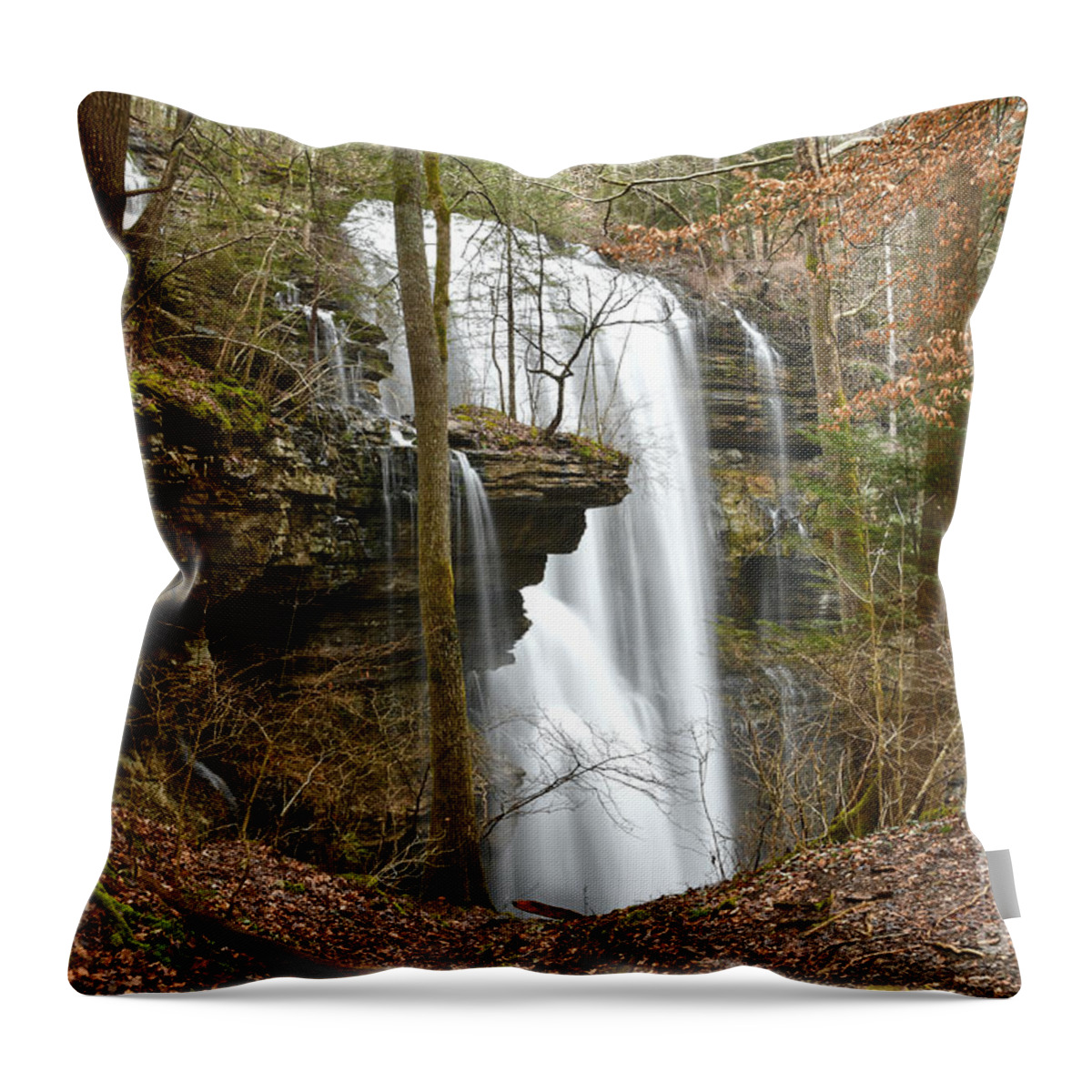 Virgin Falls Throw Pillow featuring the photograph Virgin Falls 1 by Phil Perkins