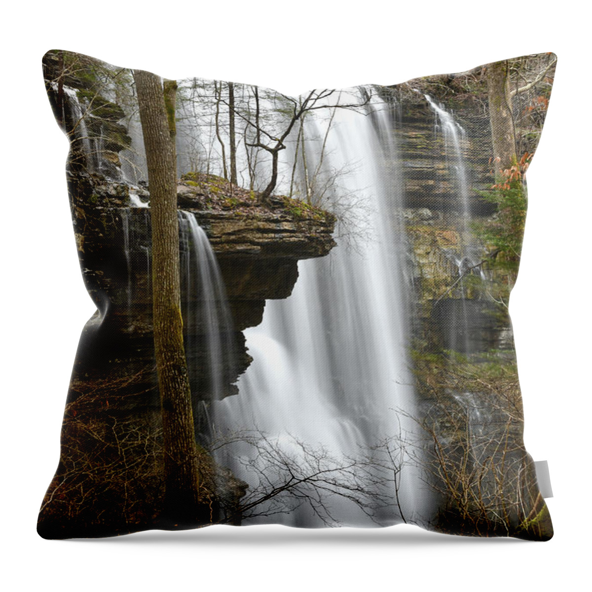 Virgin Falls Throw Pillow featuring the photograph Virgin Falls 2 by Phil Perkins