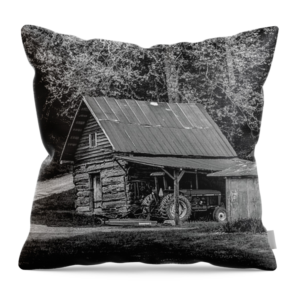 Log Cabin Throw Pillow featuring the photograph Virginia Country Road by Bob Bell