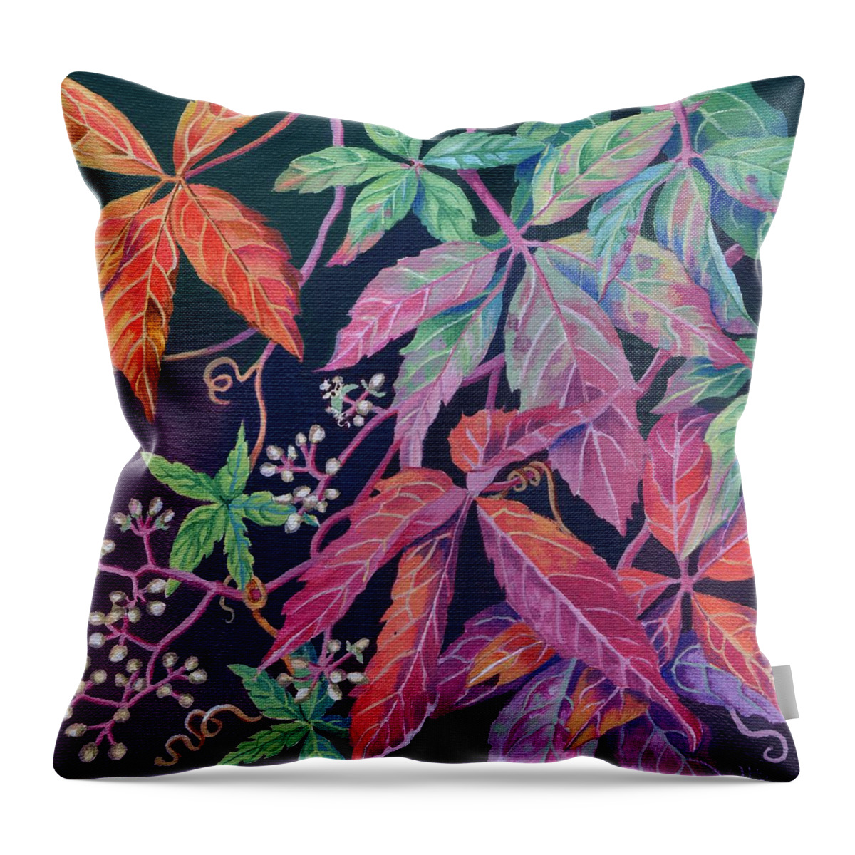 Climbing Plants Throw Pillow featuring the painting Virginia Creeper by Lynne Henderson