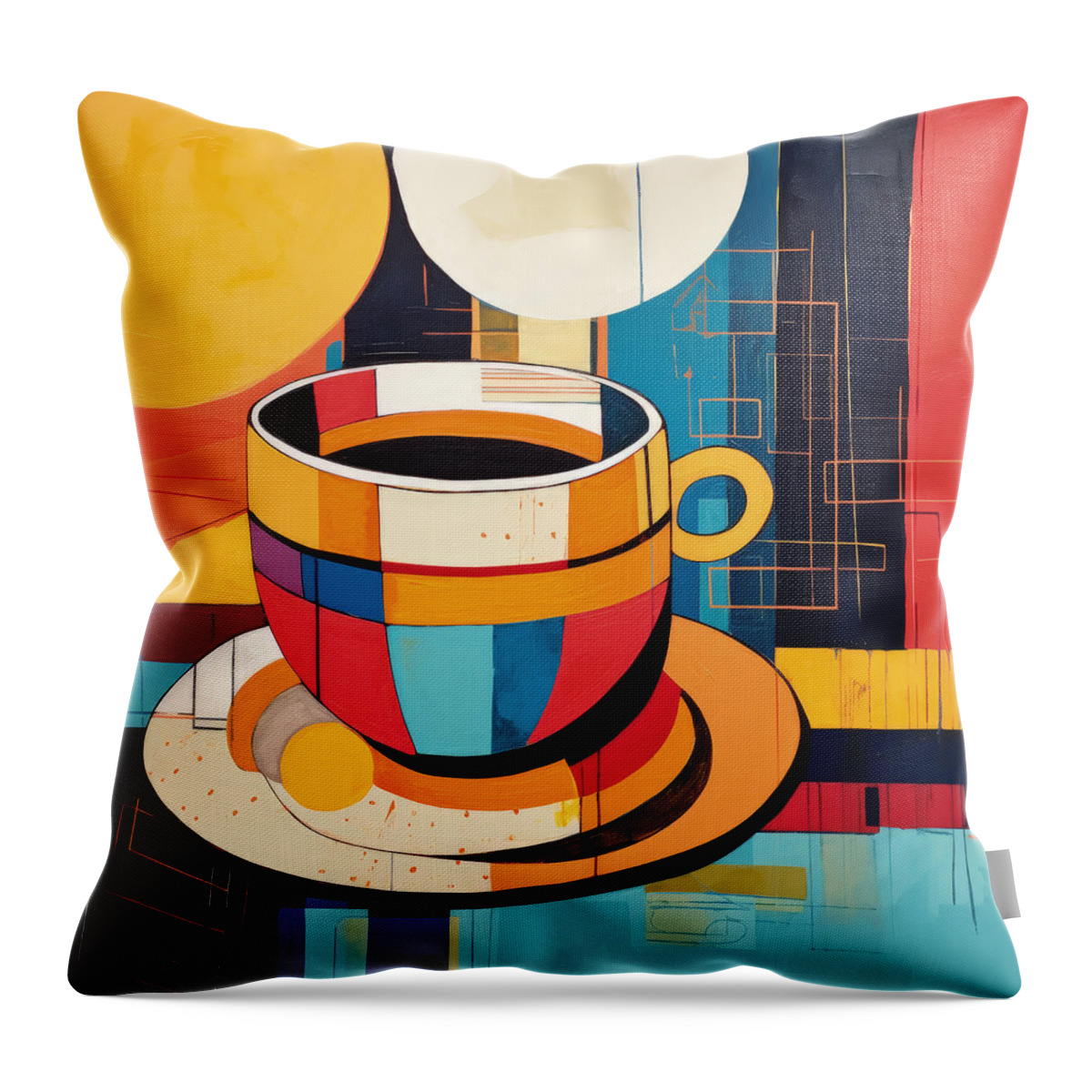 Coffee Throw Pillow featuring the painting Visual Delight in Every Cup by Lourry Legarde
