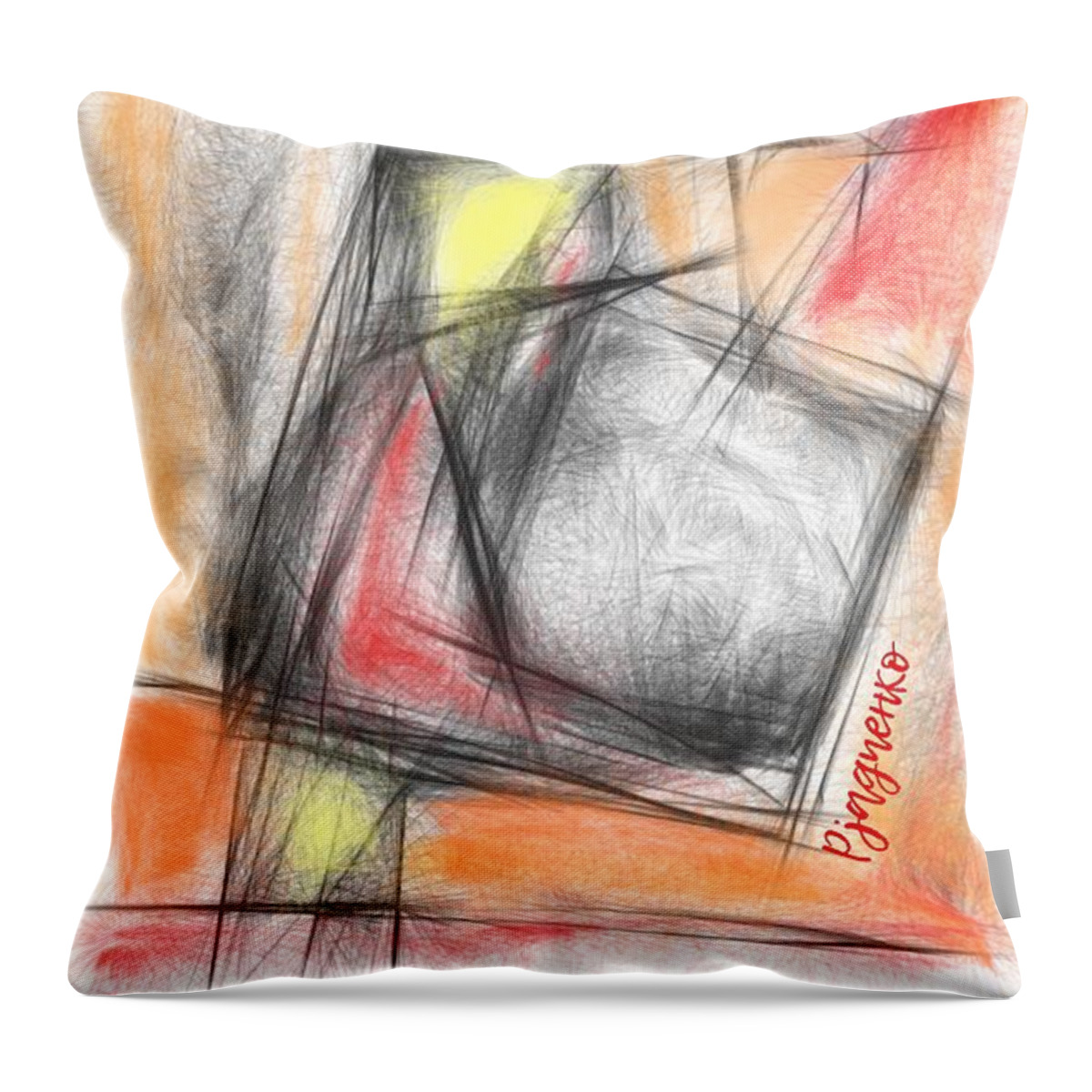 Red Throw Pillow featuring the digital art Vitrage 14 by Ljev Rjadcenko