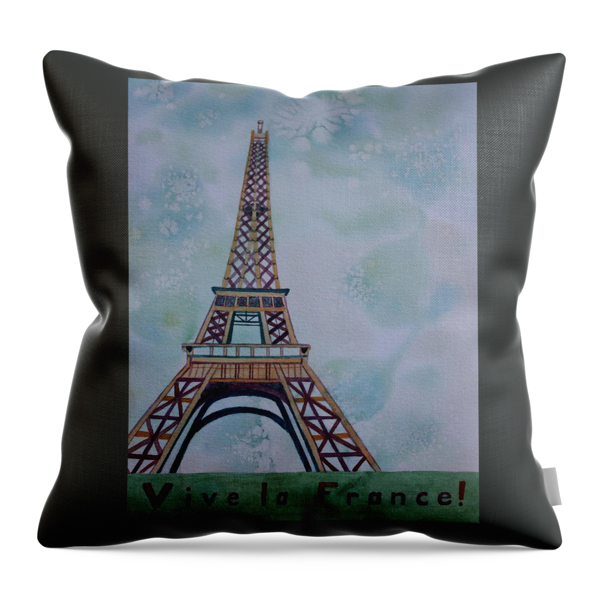 Eiffel Tower Throw Pillow featuring the painting Vive la France by Vera Smith