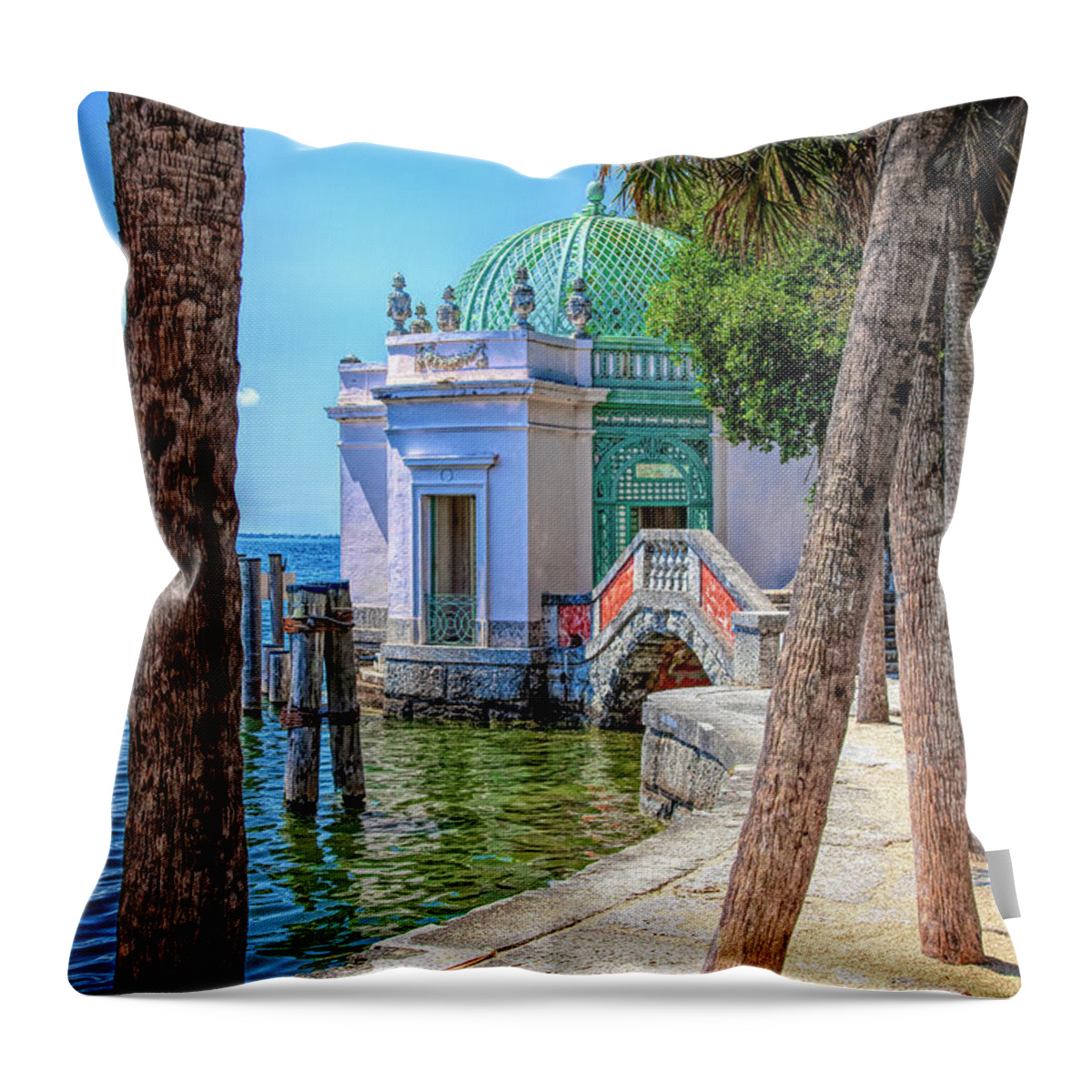 Miami Throw Pillow featuring the photograph Vizcaya Gazebo in Miami by George Moore