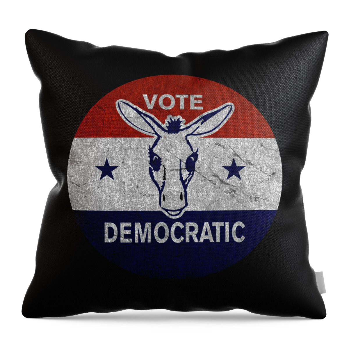 Funny Throw Pillow featuring the digital art Vote Democratic Retro Democrat by Flippin Sweet Gear