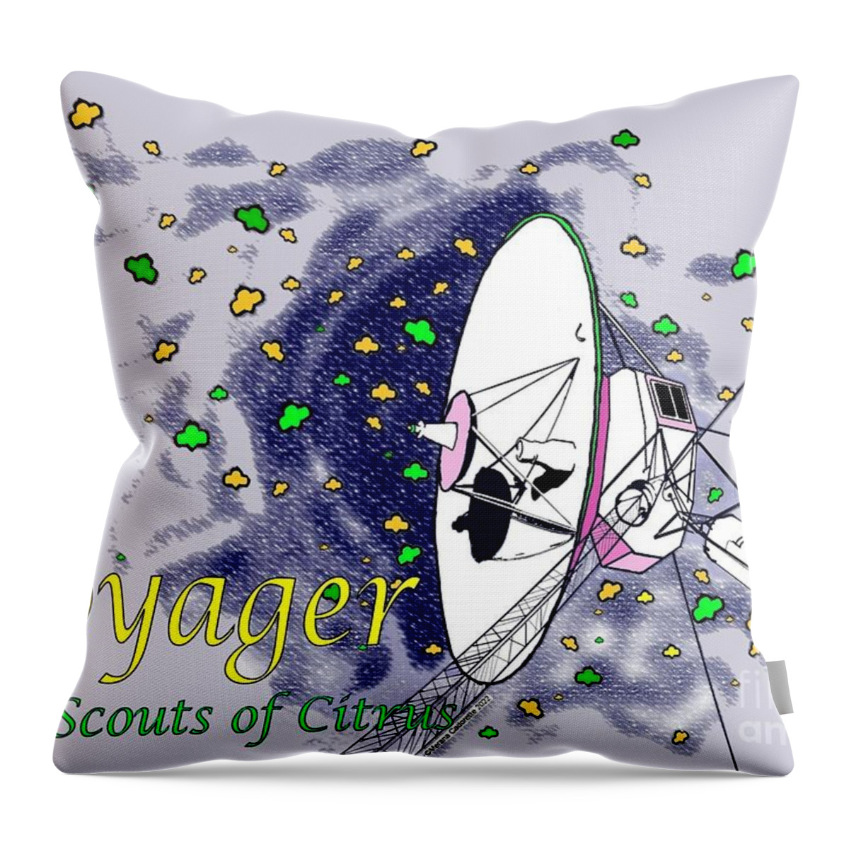 Girl Scout Throw Pillow featuring the digital art Voyager card by Merana Cadorette