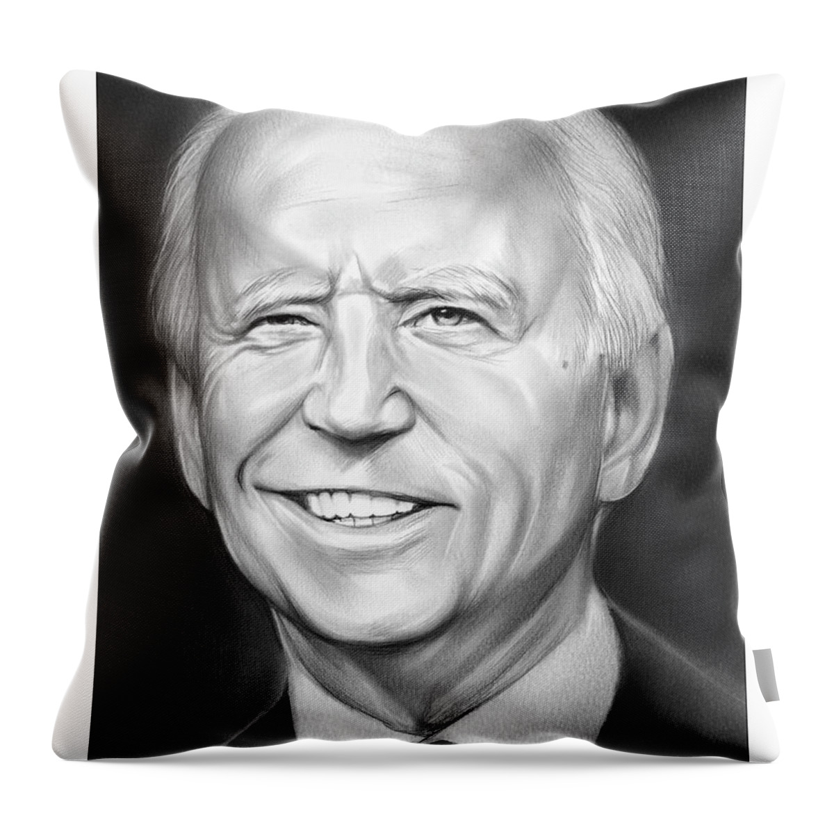 Joe Biden Throw Pillow featuring the drawing President Biden by Greg Joens