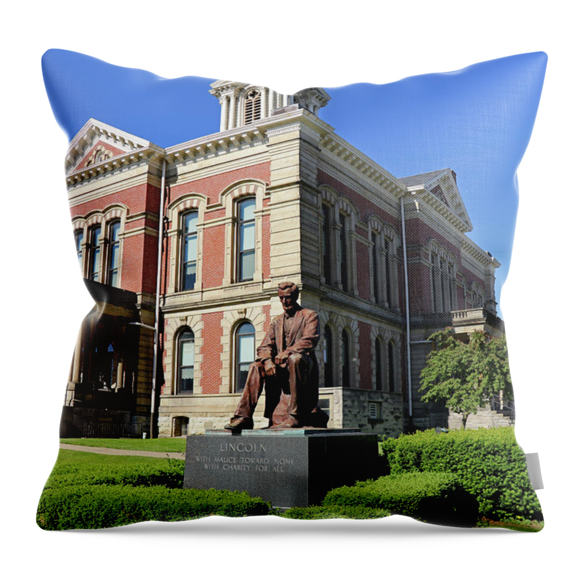 Wabash Indiana Throw Pillow featuring the photograph Wabash County Courthouse Wabash Indiana 7246 by Jack Schultz