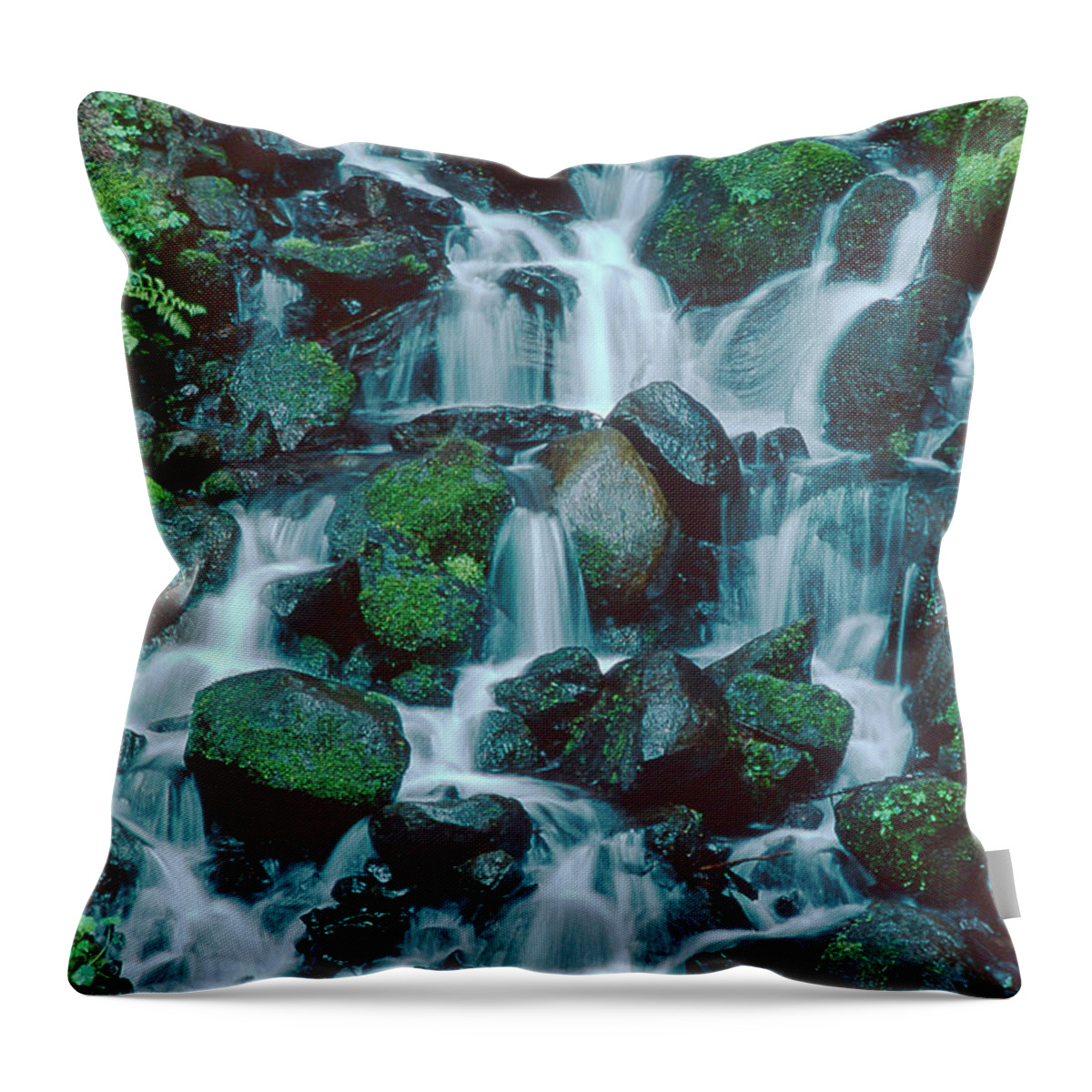 Dave Welling Throw Pillow featuring the photograph Wahkeena Falls Columbia River Gorge Nsa Oregon by Dave Welling