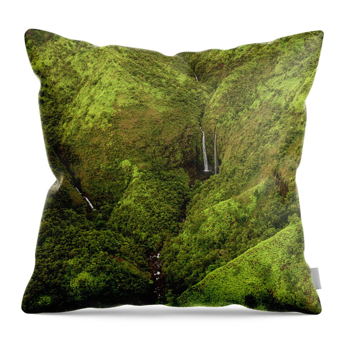 Waialeale Waterfalls Throw Pillow featuring the photograph Wai'ale'ale Falls Four by Steven Sparks