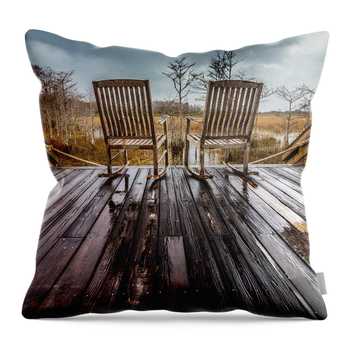 Clouds Throw Pillow featuring the photograph Waiting on the Thunder II by Debra and Dave Vanderlaan