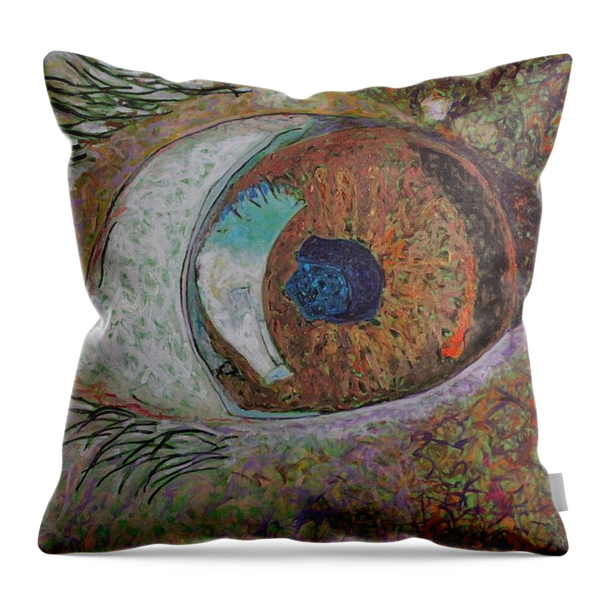 Eye Throw Pillow featuring the painting Wake up original painting by Sol Luckman