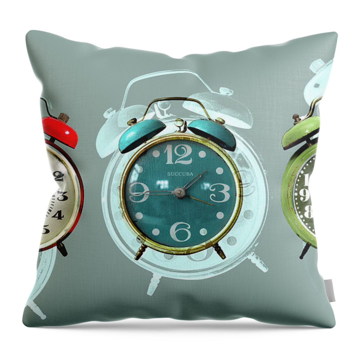 Clocks Throw Pillow featuring the photograph Wake Up Wake Up by Rene Crystal