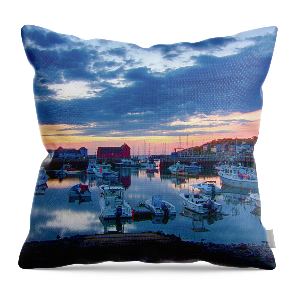 Bradley Wharf Throw Pillow featuring the photograph Walk down to the harbor by Jeff Folger