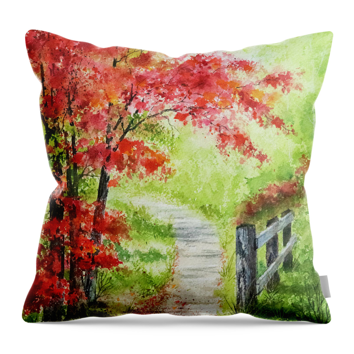 Nature Throw Pillow featuring the painting Walk This Way by Linda Shannon Morgan