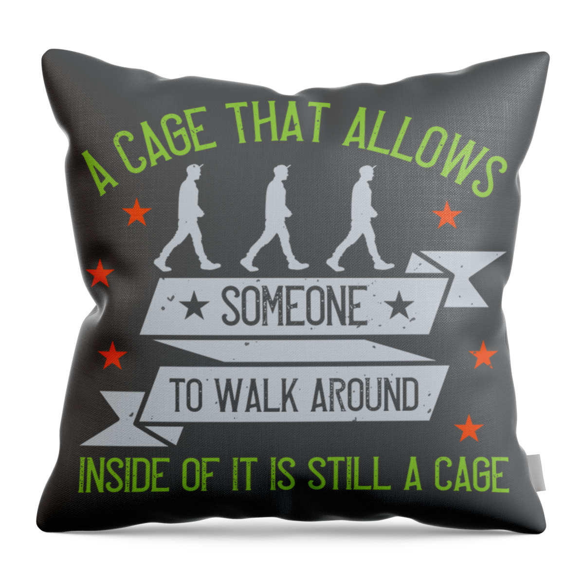 Walking Throw Pillow featuring the digital art Walking Gift A Cage That Allows Someone To Walk Around Inside Of by Jeff Creation
