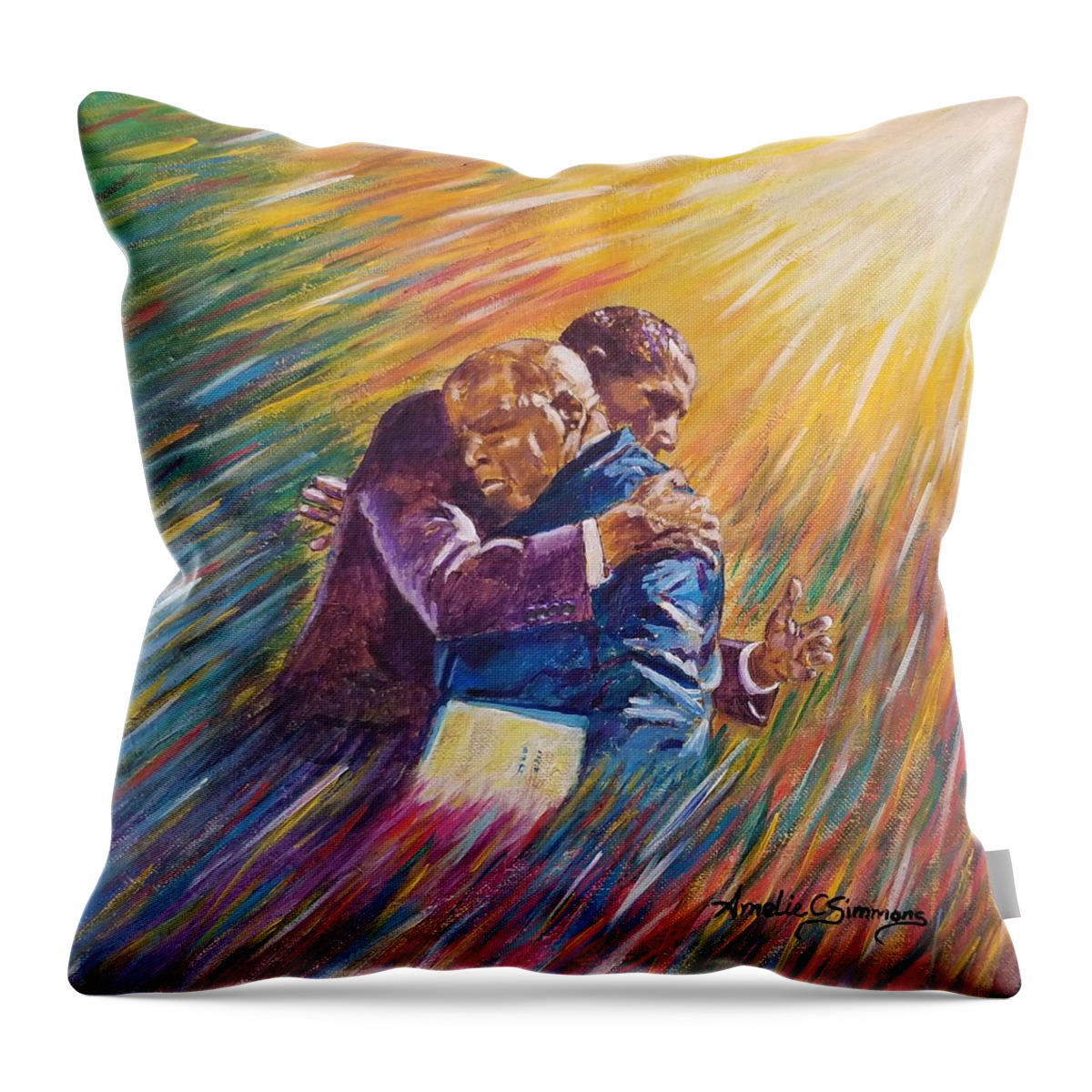 Walking With The Light Throw Pillow featuring the painting Walking With the Light by Amelie Simmons