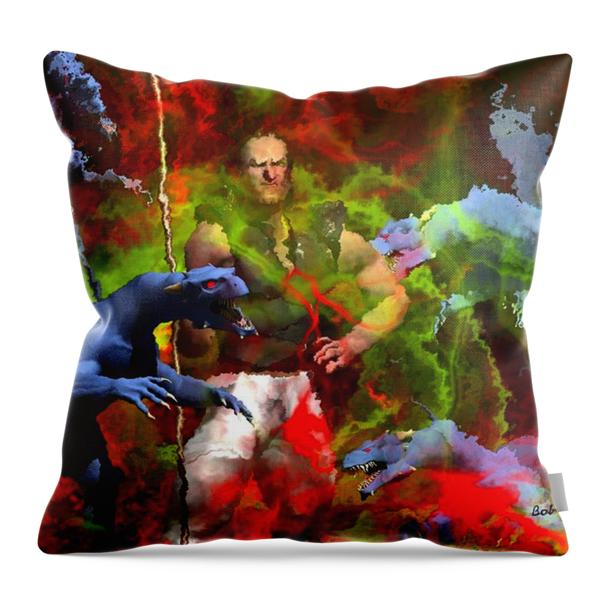 Digital Warrior Military Throw Pillow featuring the digital art Warrior by Bob Shimer