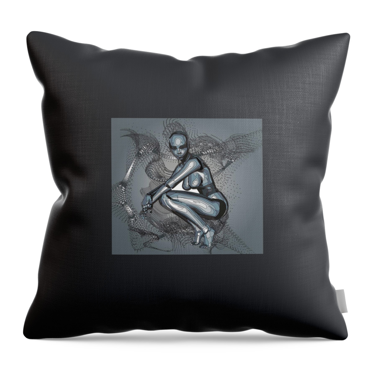 Robot Throw Pillow featuring the digital art Warrior of the matrix by Sarah Remer