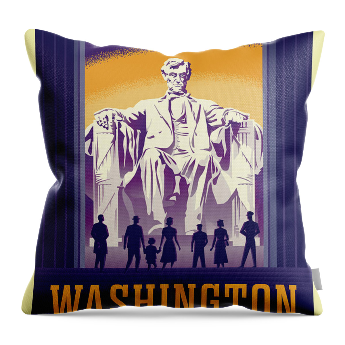 Virginia Throw Pillow featuring the digital art Washing D.C. Vintage Style Travel Poster by Jim Zahniser
