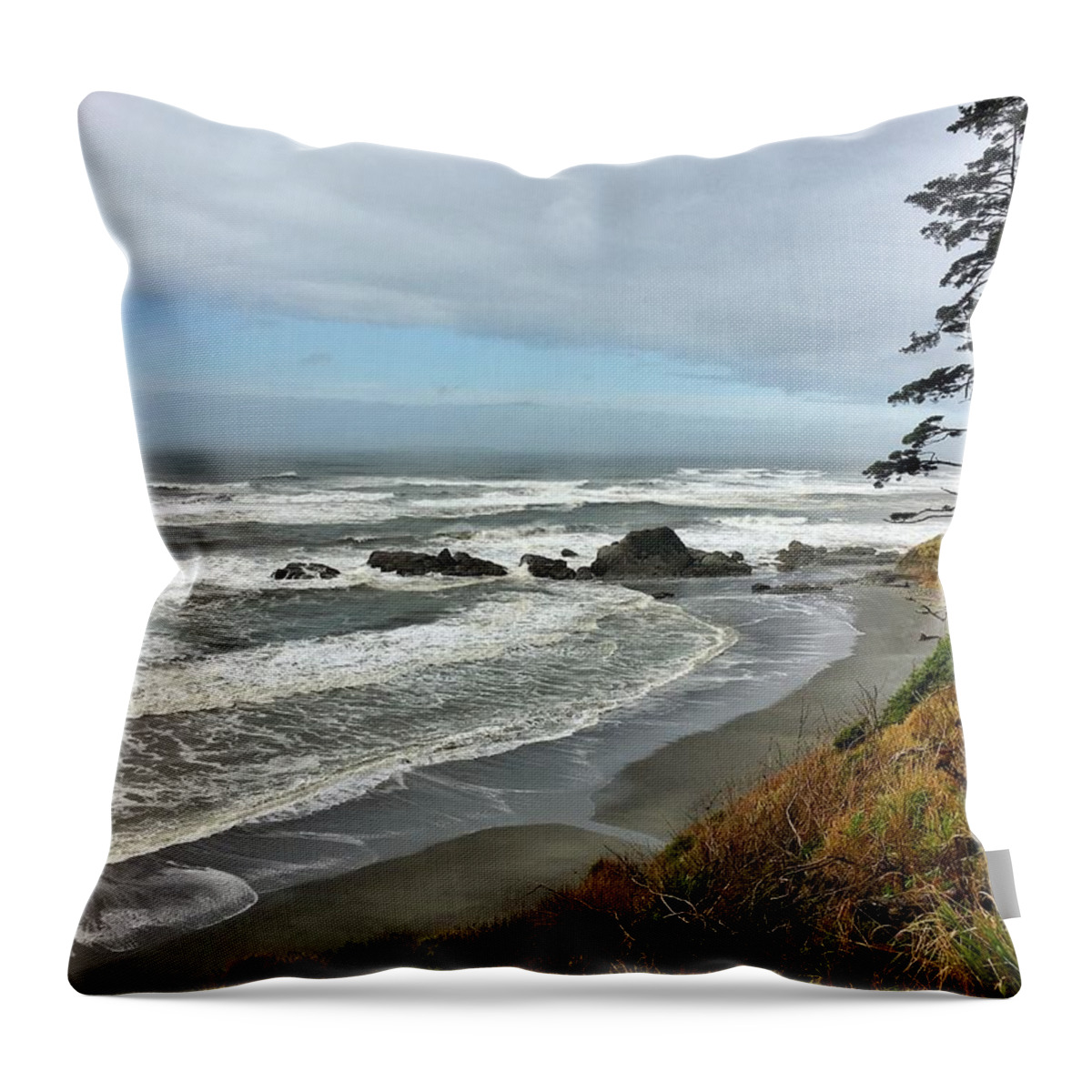 Washington Throw Pillow featuring the photograph Washington Coastline by Jerry Abbott