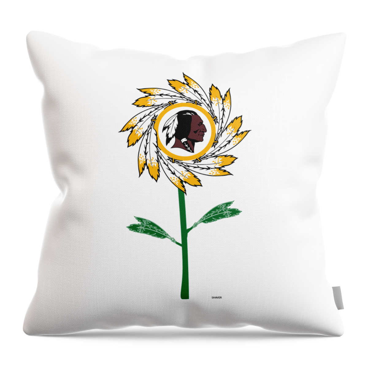 Nfl Throw Pillow featuring the digital art Washington Redskins Commanders - NFL Football Team Logo Flower Art by Steven Shaver